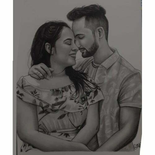 Amazing Art Drawings-pencil sketch of a couple-A4 size