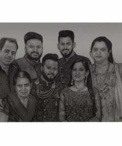 Family Of 5 Sketch A3 Size (Black and White)