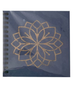Blue Wiro Square Handmade Paper Notebook with Gold Screen Print.