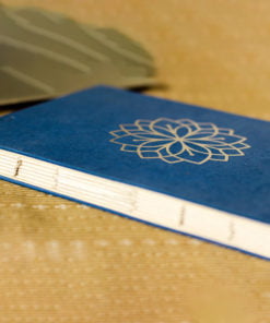 Blue Floral Motif Coptic Bound Notebook with Silver Foil
