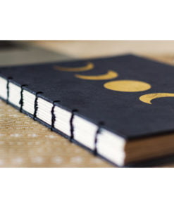 Black Moon Cycle Coptic Bound Notebook with Gold Foil