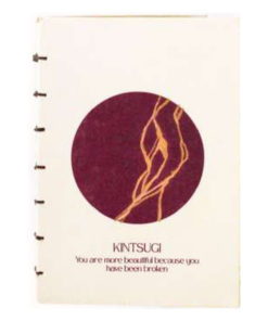 Ivory Kintsugi Coptic Bound Notebook with Screen Printing and Gold Details